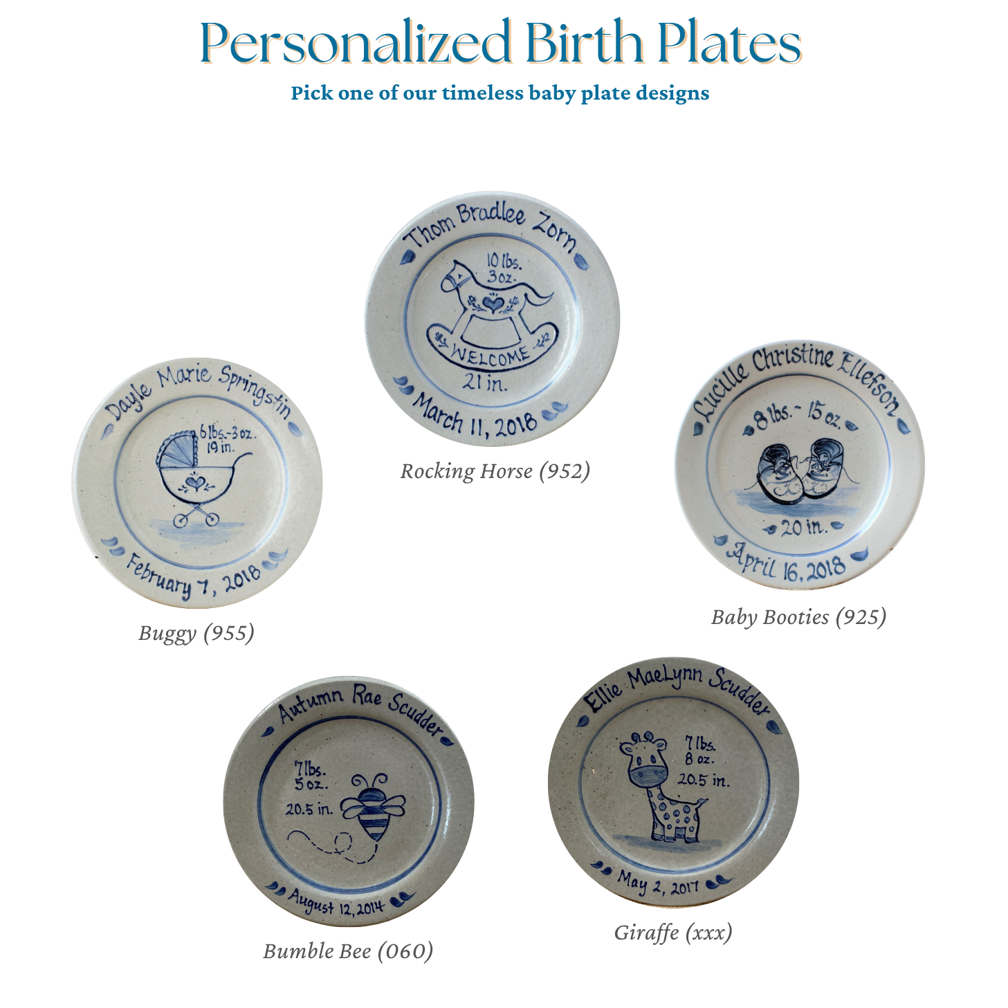 9" Birth Plate- Personalized (Choose A Pattern)