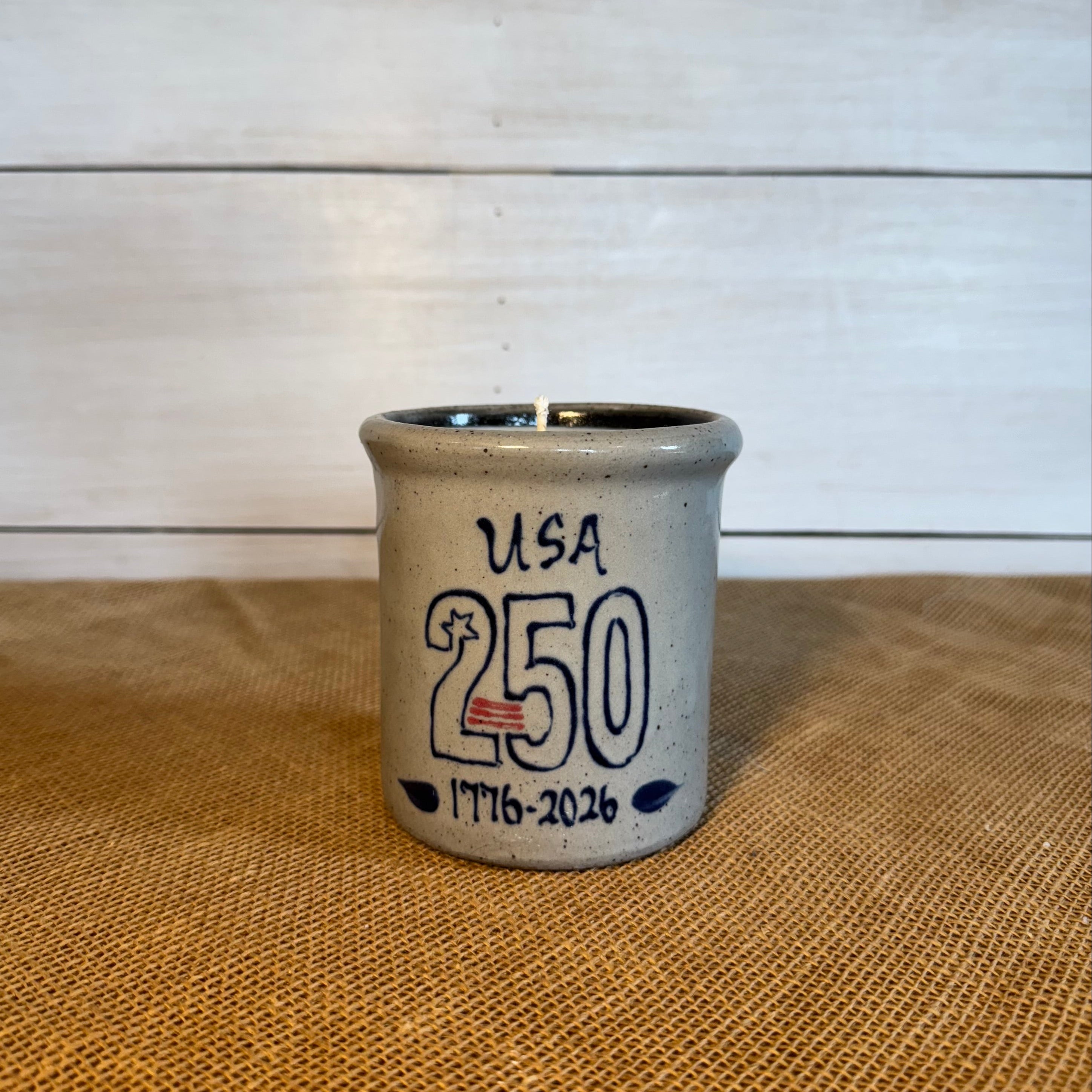 Candle Crock- 250th Anniversary Flag Pattern