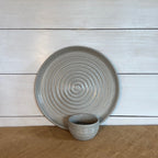 Handcrafted Stoneware Chip n Dip Set- Ridges Classic Gray