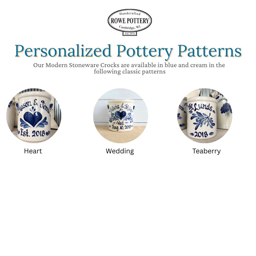 1/2 Gallon Crock Modern Stoneware- Personalized (Choose your Pattern)