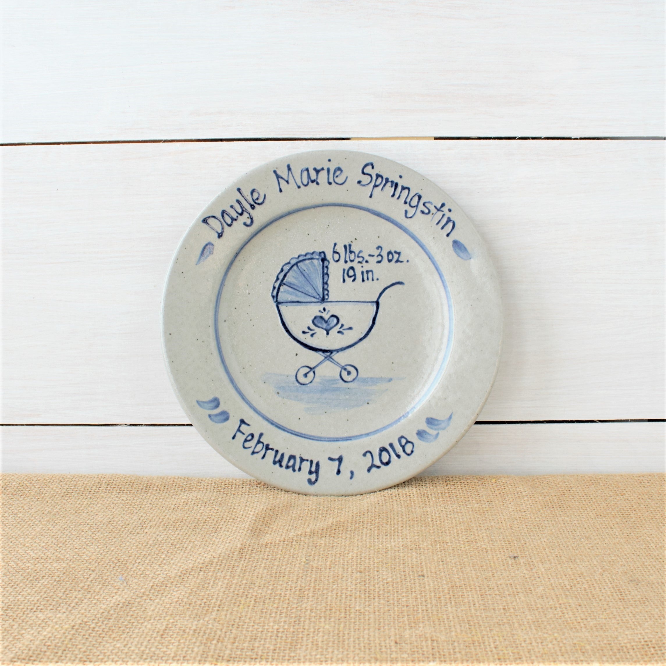 11" Birth Plate- Personalized (Choose A Pattern)