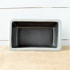 Rowe Pottery handmade stoneware bread baker in a classic cambridge pattern top view