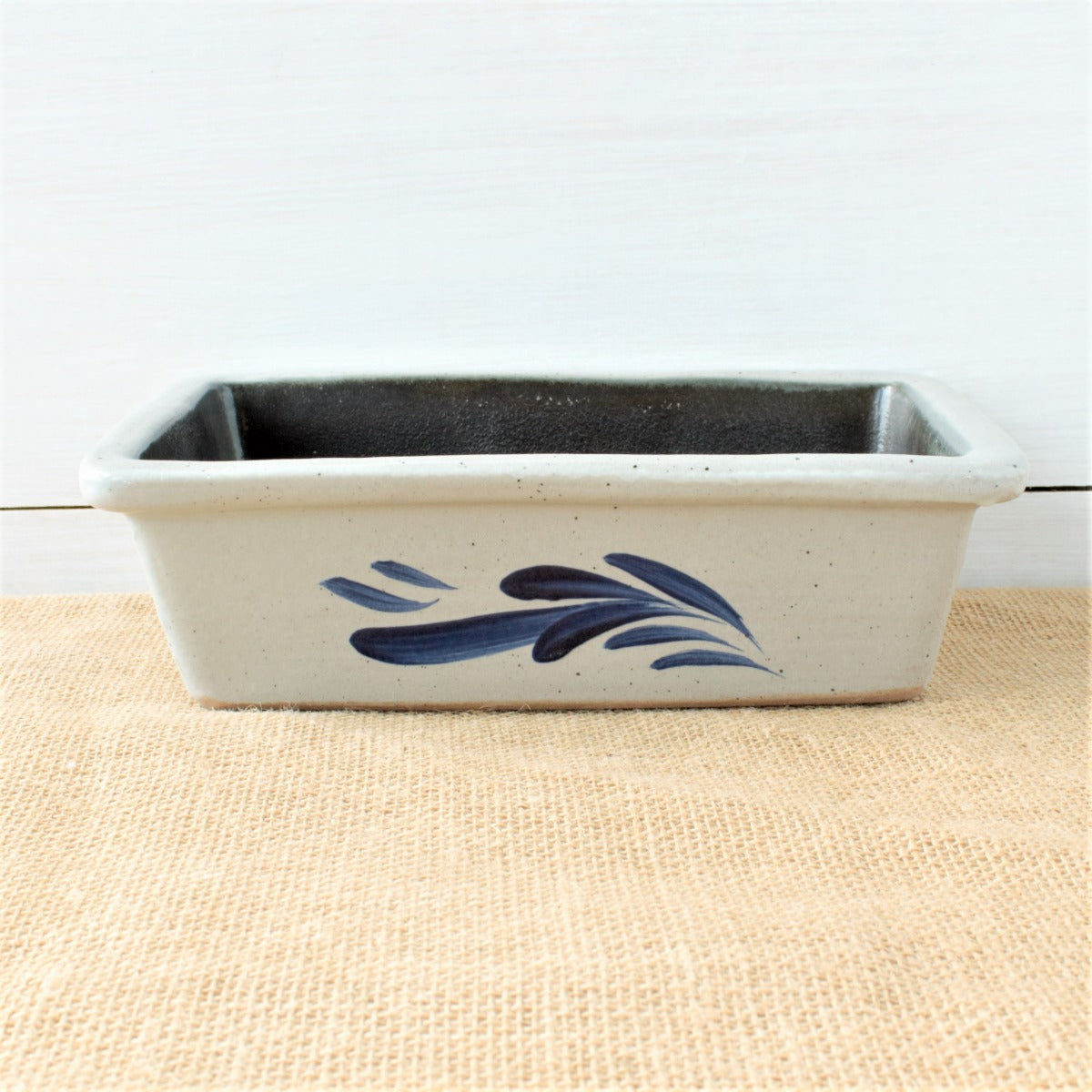 Rowe Pottery handmade stoneware bread baker in a classic cambridge pattern
