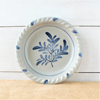 Rowe Pottery handmade stoneware pie plate with Teaberry pattern