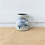 Rowe Pottery Hand thrown classic stoneware mug In a hand decorated personalized pattern