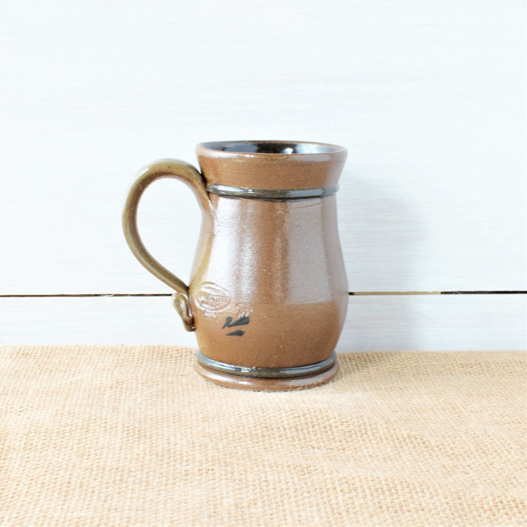 Rowe Pottery Hand thrown stoneware mug In a hand decorated Provincial pattern back view