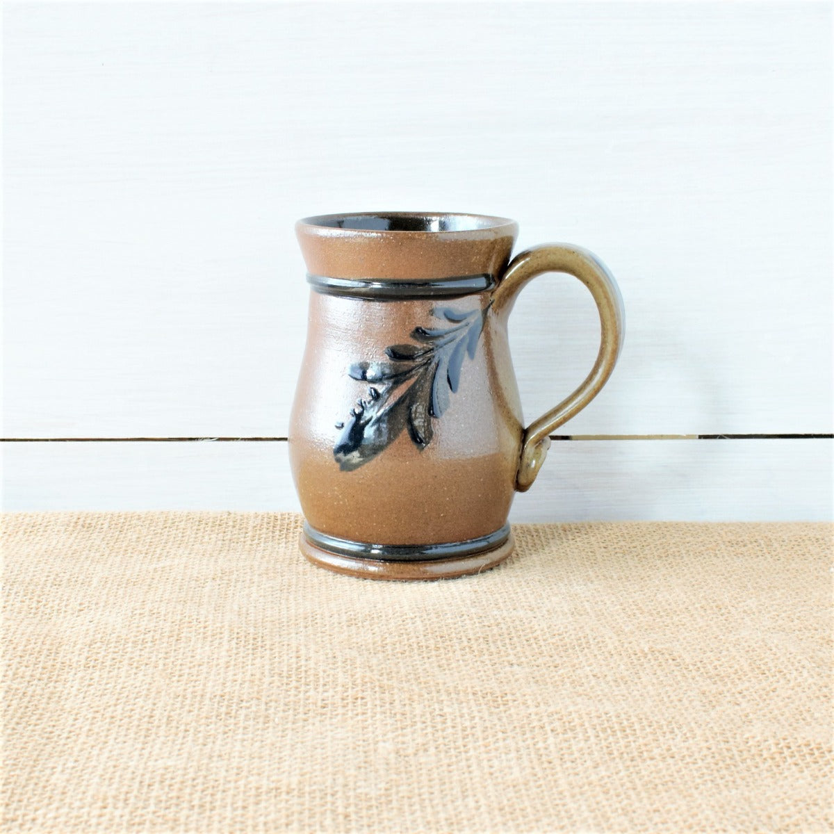 Rowe Pottery Hand thrown stoneware mug In a hand decorated Provincial pattern