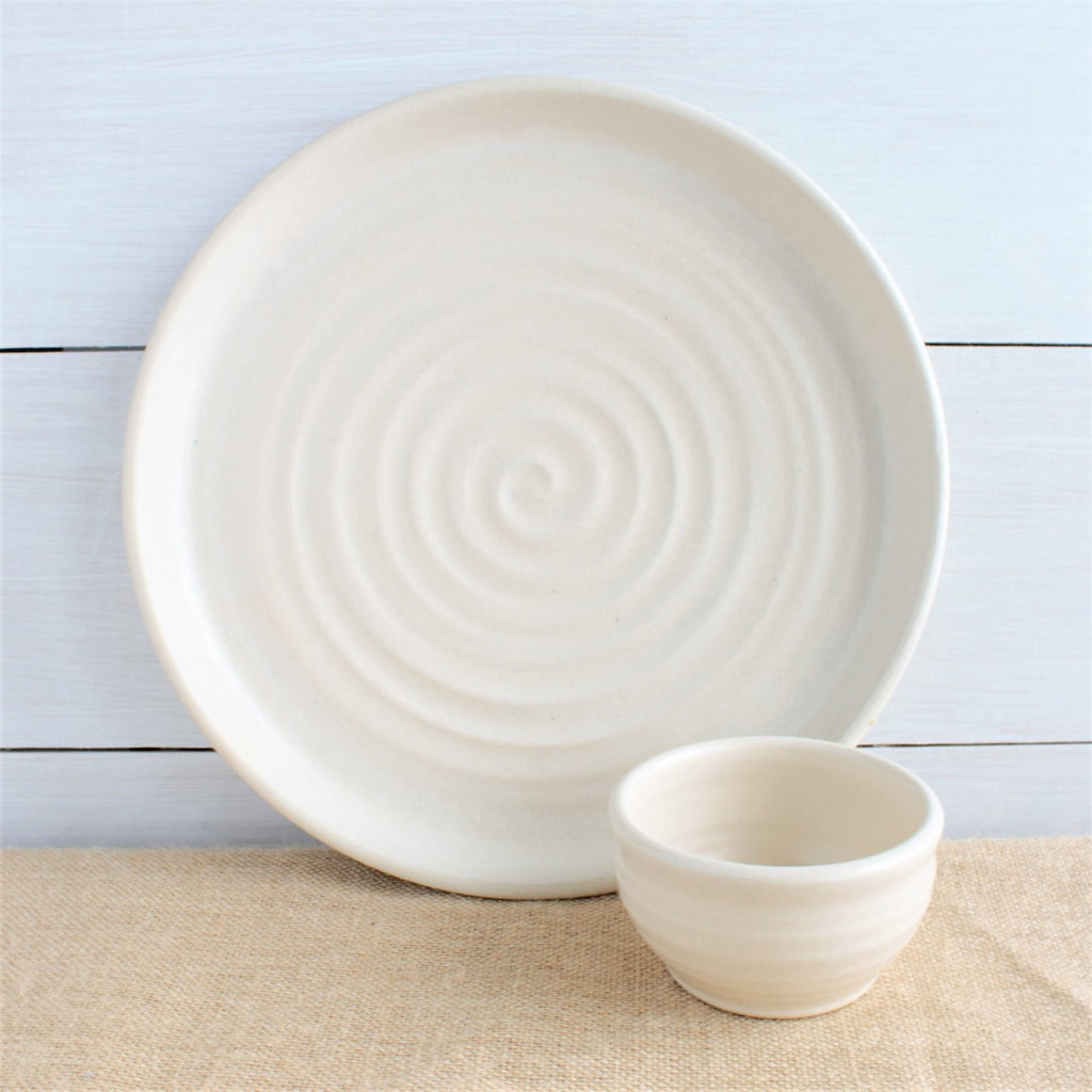 Farmhouse Ridges Chip & Dip Set- Drift White