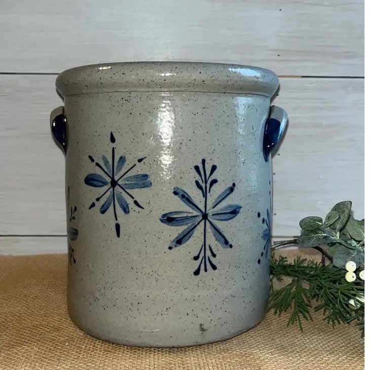 Rowe Pottery Handcrafted Stoneware 1 Gallon Crock in our Snowflake Pattern and glazed finish.